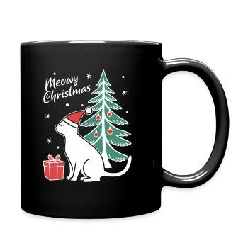 Meowy Christmas - Geschenk mit Katze - Tasse einfarbig - Schwarz - Rechts