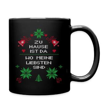 Weihnachten zu Hause ist da wo meine Liebsten sind - Tasse einfarbig - Schwarz - Rechts