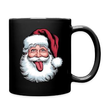 Santa Claus Funny Face Tongue Sticking Out - Full Colour Mug - black - Right