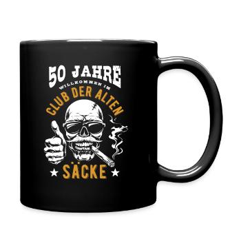Club der alten Säcke, 50. Geburtstag, Totenkopf - Tasse einfarbig - Schwarz - Rechts