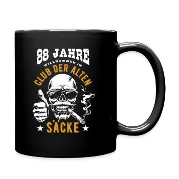 Club der alten Säcke, 88. Geburtstag, Totenkopf - Tasse einfarbig - Schwarz - Rechts