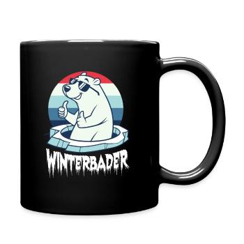 Eisbaden Eisbad Winterbader Cartoon - Tasse einfarbig - Schwarz - Rechts