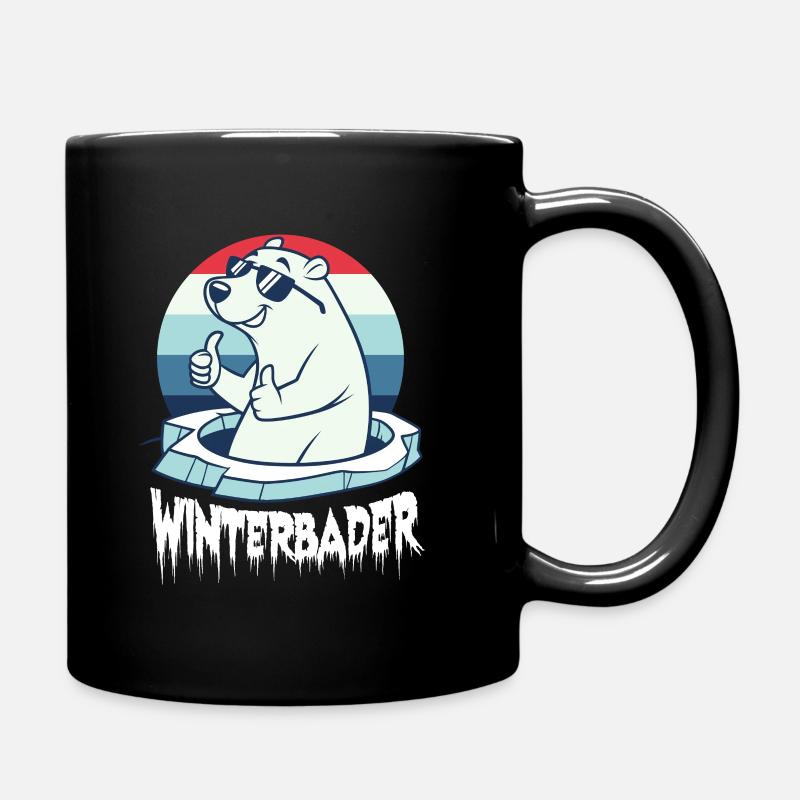 Eisbaden Eisbad Winterbader Cartoon - Tasse einfarbig - Schwarz