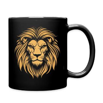 Goldenes modisches Löwen Logo - Tasse einfarbig - Schwarz - Rechts