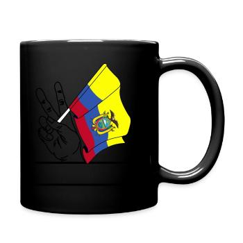 Flagge Ecuador Friedenszeichen Textraum - Tasse einfarbig - Schwarz - Rechts