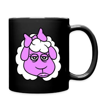 Sheep Girl Woman Face Female Pretty Tired - Full Colour Mug - black - Right