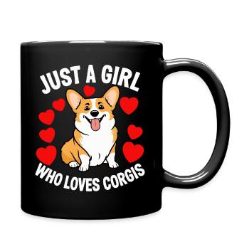 Just a girl who loves corgis - Full Colour Mug - black - Right