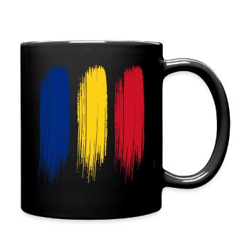 Minimalistische Pinselstriche in rumänischen Farbe - Tasse einfarbig - Schwarz - Rechts