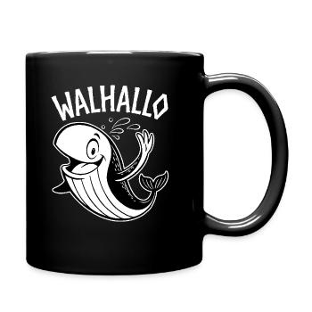 Walhallo - Freundlicher Wal sagt Hallo - Walhalla - Tasse einfarbig - Schwarz - Rechts