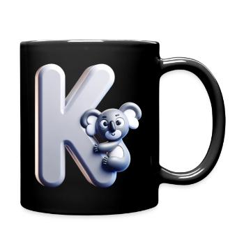 Knuddeliger Koala klettert auf den Buchstaben K - Tasse einfarbig - Schwarz - Rechts