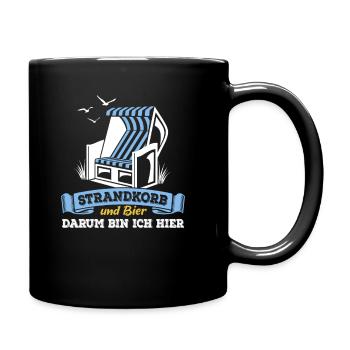 Strandkorb & Bier - darum bin ich hier - Tasse einfarbig - Schwarz - Rechts