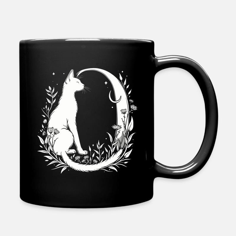 Buchstabe O mit Katze - Tasse einfarbig - Schwarz