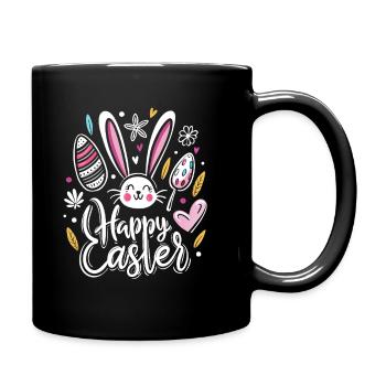 Happy Easter - Osterhase - Osterei - Geschenk - Tasse einfarbig - Schwarz - Rechts