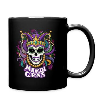 Mardi Gras - Karneval - Totenkopf - Geschenk - Tasse einfarbig - Schwarz - Rechts