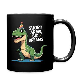 Lustiger T-Rex mit Partyhut - Dinosaurier Cartoon - Tasse einfarbig - Schwarz - Rechts