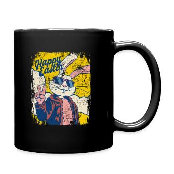 Happy Easter - Cool Easter Bunny - Easter Egg - Full Colour Mug - black - Right