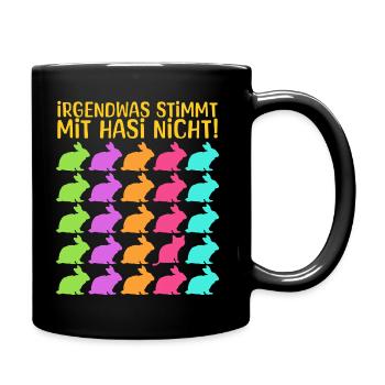 IRGENDWAS STIMMT MIT HASI NICHT lustiges Suchbild - Tasse einfarbig - Schwarz - Rechts
