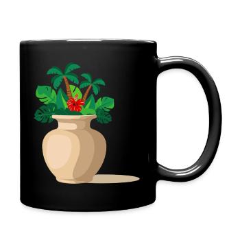 Vase Dschungel - Palmen Tropen - Tasse einfarbig - Schwarz - Rechts
