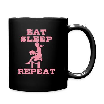 Manger, dormir, cheval de loisir, répéter - Cadeau - Mug uni - noir - Droite