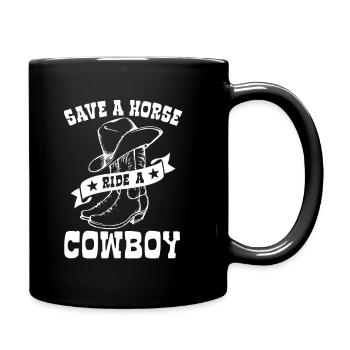 Sauvez un cheval, montez un cow-boy - Spruch - Mug uni - noir - Droite
