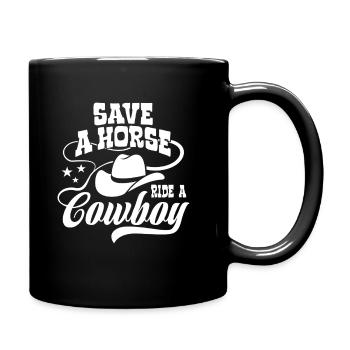 Sauvez un cheval, montez un cow-boy - Spruch - Mug uni - noir - Droite