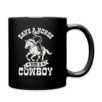Sauvez un cheval, montez un cow-boy - Spruch - Mug uni - noir - Droite