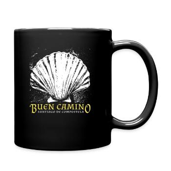Buen Camino, scallop, Santiago de Compostela - Full Colour Mug - black - Right