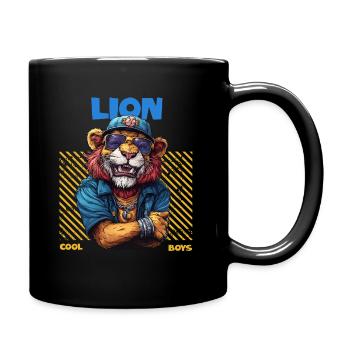 Cool Animals - Cool Lion Boy - Tasse einfarbig - Schwarz - Rechts