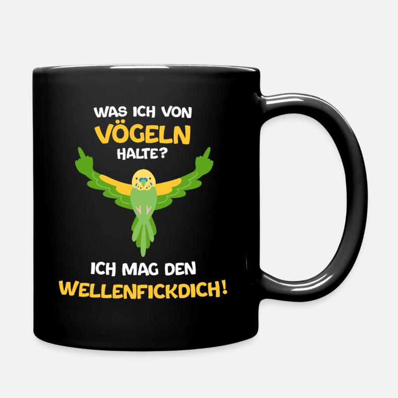 Lustiger frecher Wellensittich - Tasse einfarbig - Schwarz