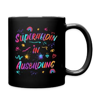 Superheldin in Ausbildung Glücksbringer Mut Kraft - Tasse einfarbig - Schwarz - Rechts