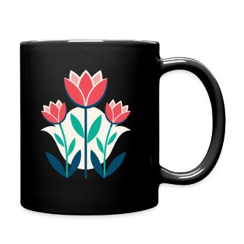 Blumen - Frühling - Sommer - Blüten - Tasse einfarbig - Schwarz - Rechts