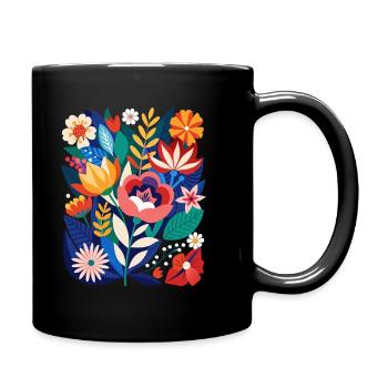 Blumen - Frühling - Sommer - Blüten - Tasse einfarbig - Schwarz - Rechts