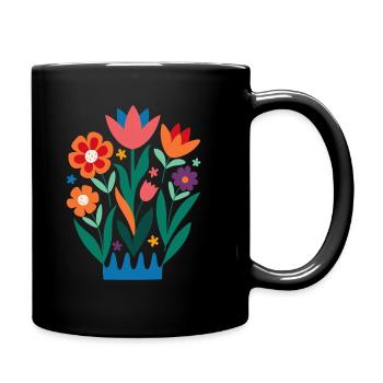 Blumen - Frühling - Sommer - Tasse einfarbig - Schwarz - Rechts