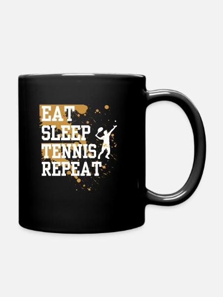 Eat Sleep Tennis Repeat Tennis Lover Gift Tennis - Full Colour Mug - black