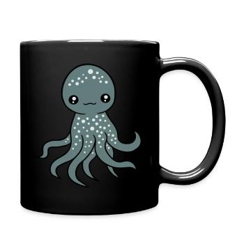 Oktopus Kraken Tintenfisch Kopffüßer süß niedlich - Tasse einfarbig - Schwarz - Rechts