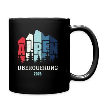 Alpen Überquerung 2025 - Fahrrad Wandern Routen - Tasse einfarbig - Schwarz - Rechts