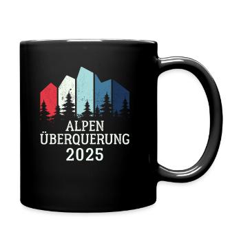 Alpen Überquerung 2025 - Fahrrad Wandern Routen - Tasse einfarbig - Schwarz - Rechts