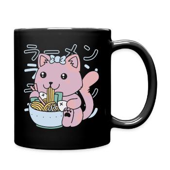 Kawaii Fisch Ramen - Tasse einfarbig - Schwarz - Rechts