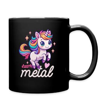 Einhorn Death Metal - Heavy Metal - Spruch - Tasse einfarbig - Schwarz - Rechts