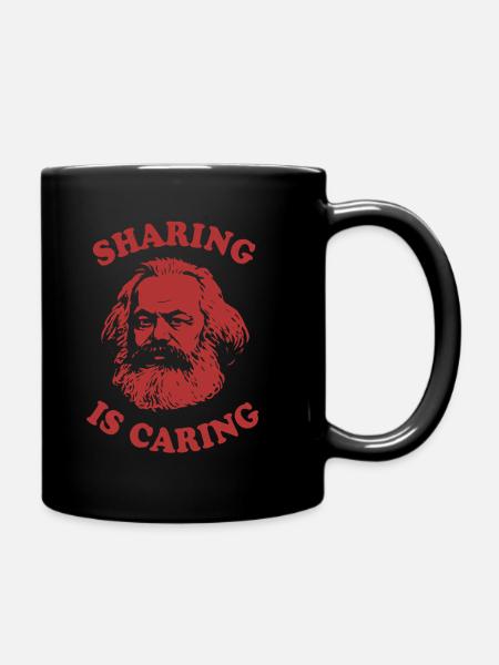 Sharing is caring - Lustiger Karl Marx Cartoon - Tasse einfarbig - Schwarz