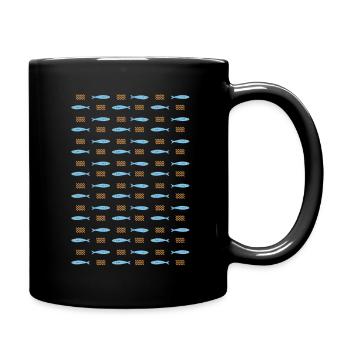 Minimalist Sardines and Waves Pattern for Summer - Full Colour Mug - black - Right