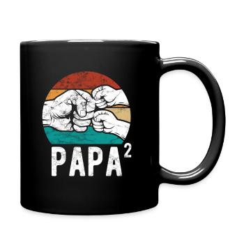 Papa von zwei Kindern - Team - Familie - Tasse einfarbig - Schwarz - Rechts