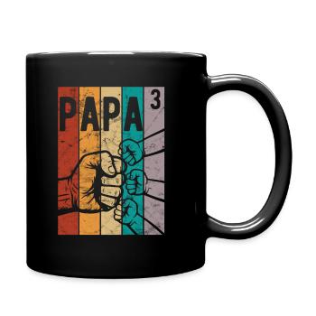 Papa 3 - Papa von drei Kindern - Team - Familie - Tasse einfarbig - Schwarz - Rechts