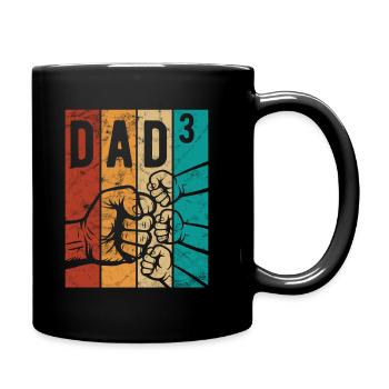 Dad 3 - Papa von drei Kindern - Team - Familie - Tasse einfarbig - Schwarz - Rechts