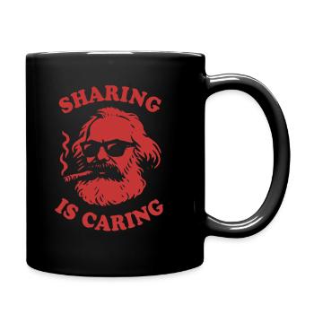Sharing is caring - Lustiger Karl Marx Cartoon - Tasse einfarbig - Schwarz - Rechts
