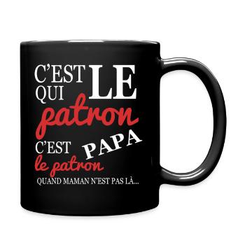 Wer der Chef ist, ist Papa, Vatertag - Tasse einfarbig - Schwarz - Rechts