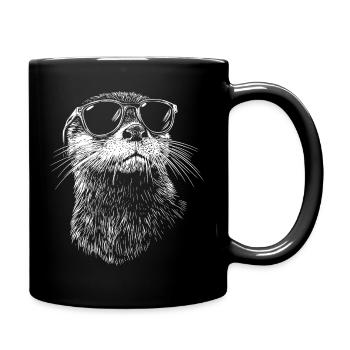Cool Otter Sunglasses Summer Beach - Full Colour Mug - black - Right