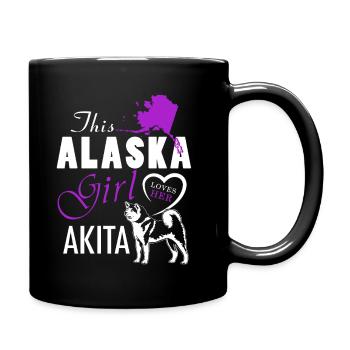 This Alaska Girl Loves Her Akita - Full Colour Mug - black - Right