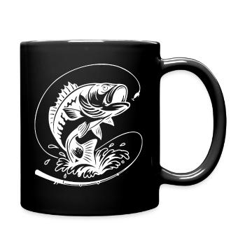 Dynamische Barschfisch-Illustration - Tasse einfarbig - Schwarz - Rechts