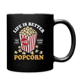 Life is better with Popcorn - knusprig & lecker - Tasse einfarbig - Schwarz - Rechts